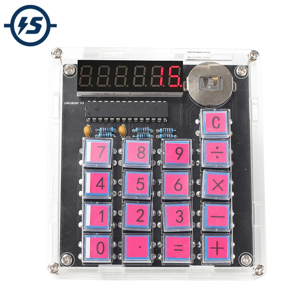 DIY Calculator Kit Digital Display MCU Pocket Calculator Soldering Module Acrylic Transparent Protective Case Auto Sleep