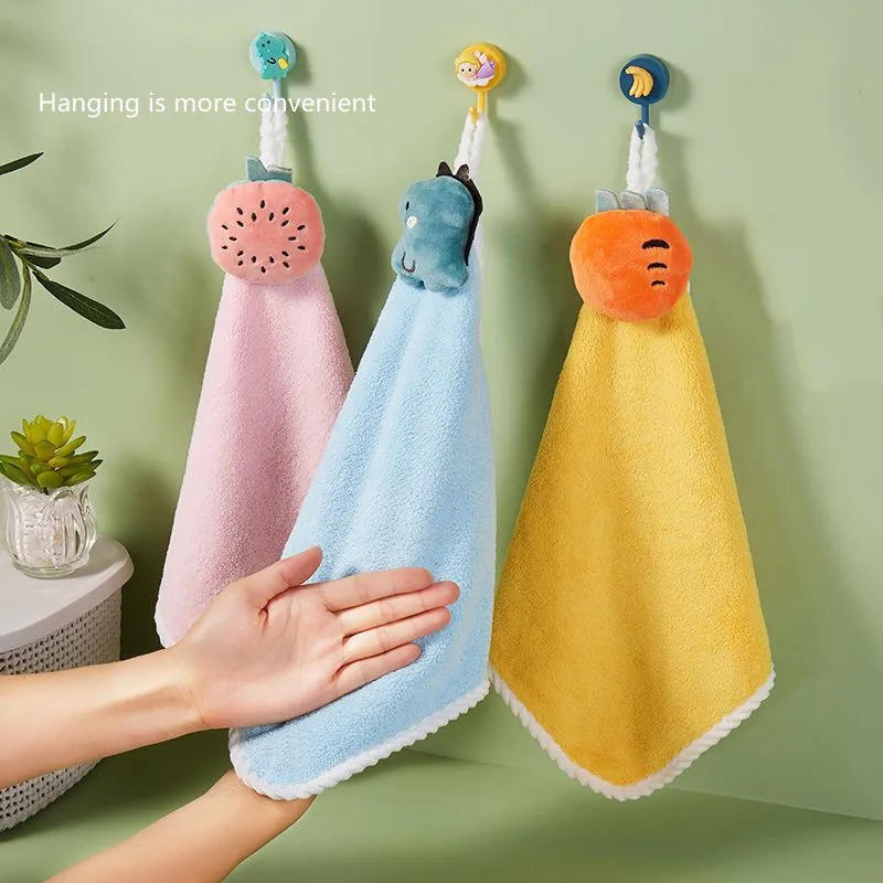 

Cartoon Household Kitchen Can Be Hanged Pure Cotton Hand Towel Scouring Pad Thickened Quick-drying Small Square Towel Rag