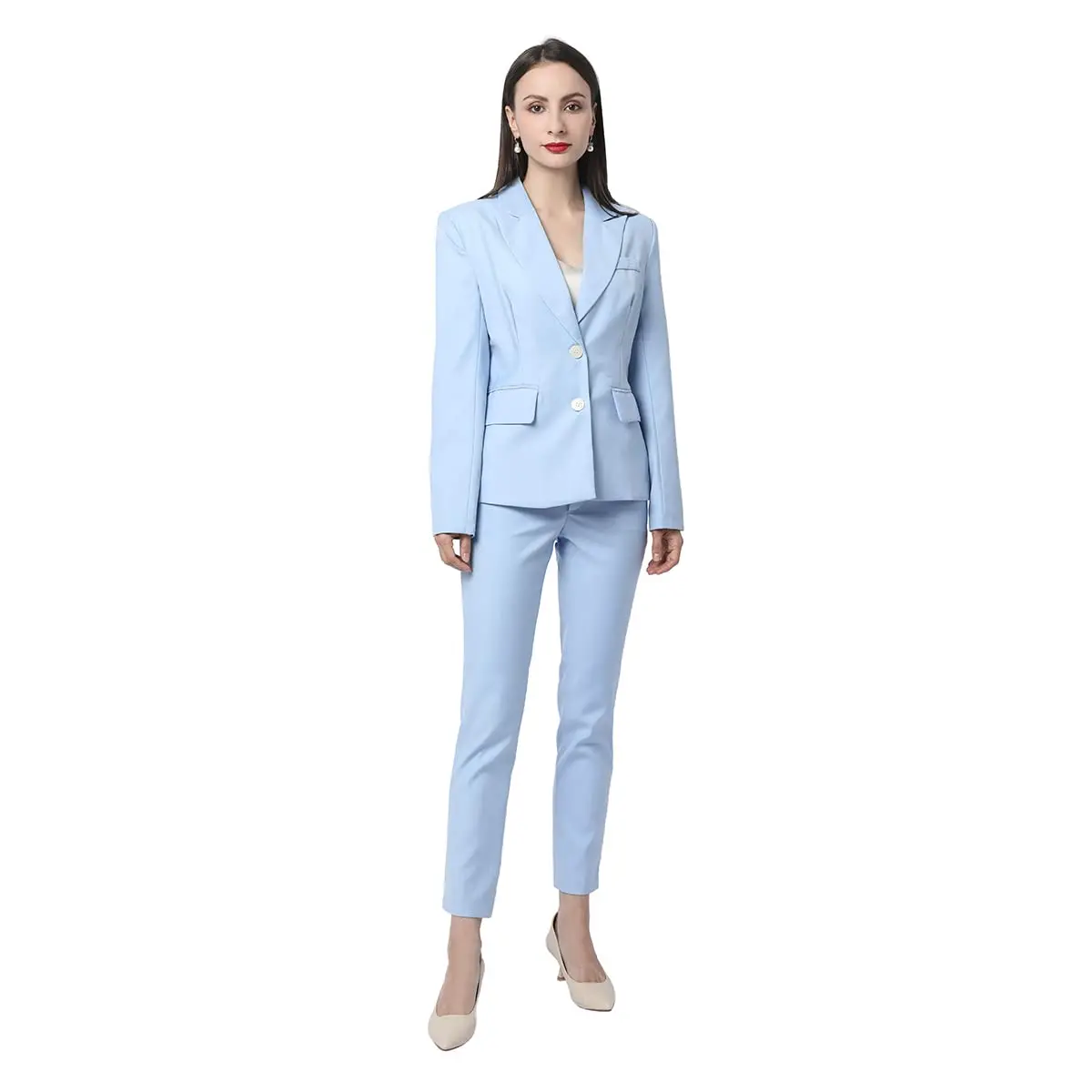 Women's 2 Piece Set Office Work Suit One Button Blazer & Pants Ladies Fashion Designs Slim Fit Formal Blazer Business Clothing