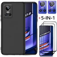 realme gt neo 3 case black case tempered glass for realme gt neo3 3t 5g soft tpu phone cases realmi gt neo2 2t gt2 pro cover