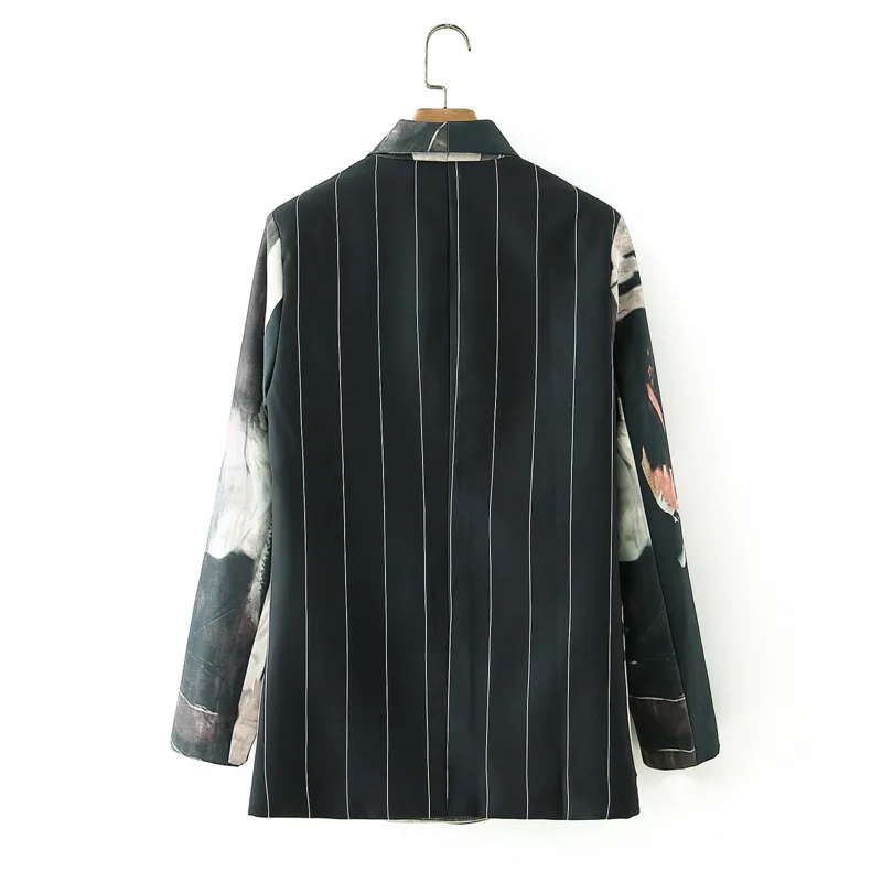 2023 Women Tie-dyed Printed Blazer Tide V-neck Double Breasted Long Sleeve Temperament Blazer Coats Spring Autumn New Fashion