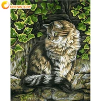 chenistory diy painting by numbers animal cat flower kit acrylic paints canvas painting wall decor crafts adults wall handicraft