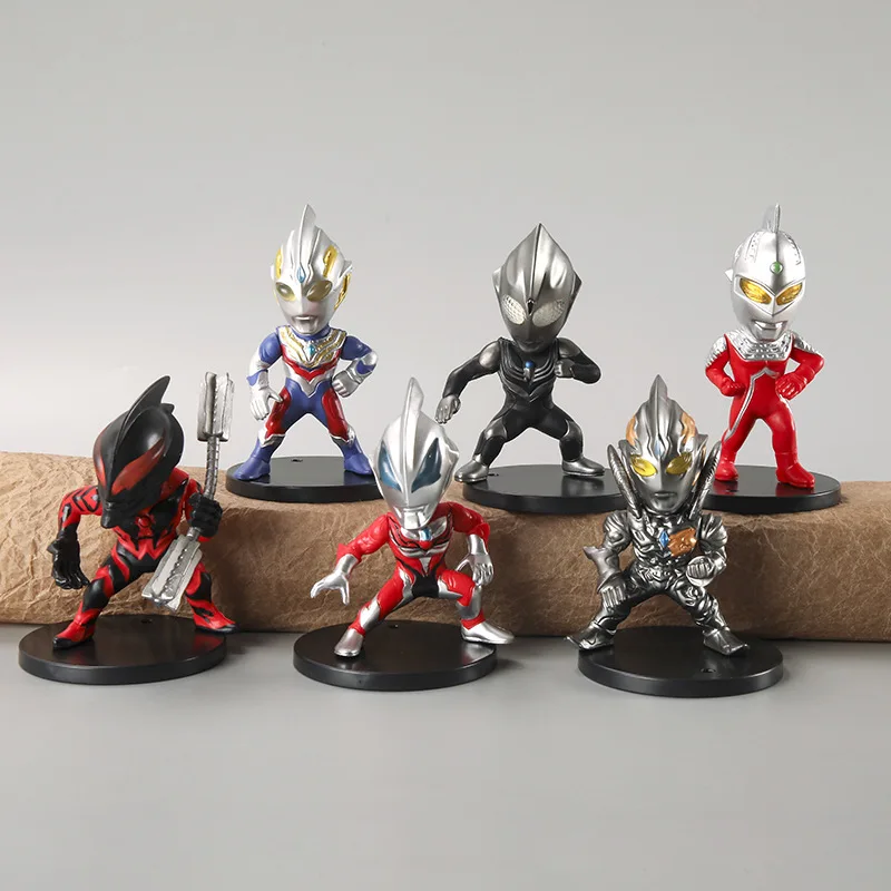 

Фигурки Ультрамен из аниме, 6 шт., детские игрушки, кавайная модель из ПВХ, украшение для торта, украшение для автомобиля, подарок