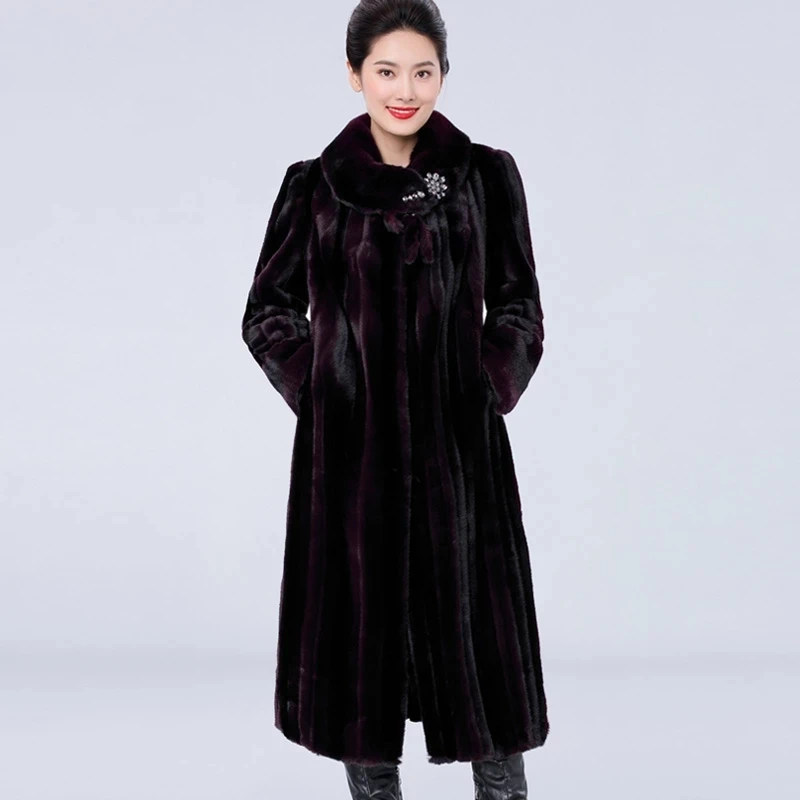 Quality Thicken Warm Long Mink Real Fur Coat Women's Winter Jacket 2022 New Parka Female High Clothing Top Loose Plus Size 5XL