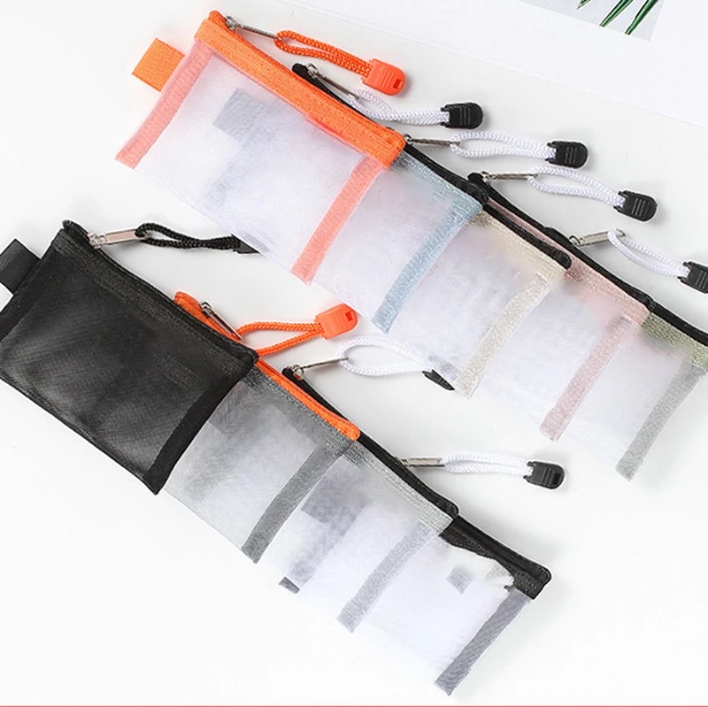 

Mini Transparent Nylon Mesh Card Bag Credit ID Card Organizer Portable Coin Purse Lipstick Earphone Data Line Key Storage Bag