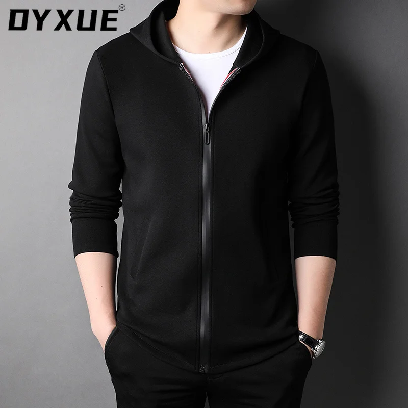 

Man New Coat Spring Autumn Korean Top Grade Pure Color Casual Long Sleeve Classic Soft Slim Fit End Fashion Cotton zipper Hoodie