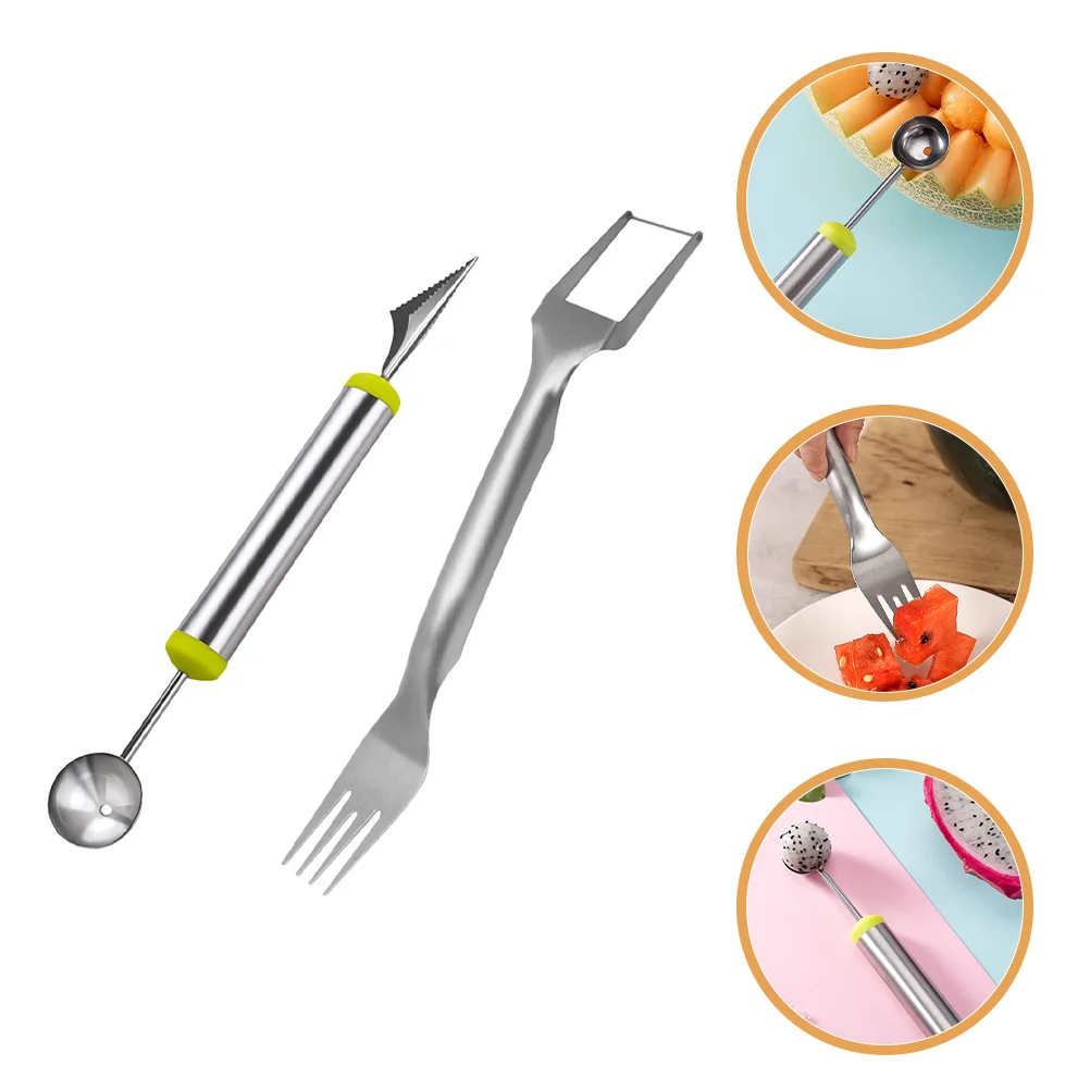 

1 Set Of Stainless Steel Kitchen Kitchen Forks Fork Slicer Camping Fruit Fork Watermelon Slicer Watermelon Scoop