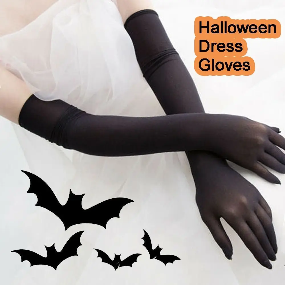 

Women Full Finger Opera Prom Mesh Finger Pantyhose Gloves Seamless Mitten Transparent Gloves Long Sheer
