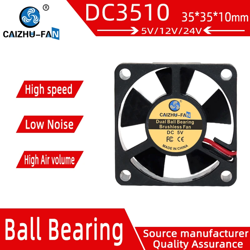 CAIZHU-FAN/2. 5 35 мм вентилятор для 3D-принтера 35x35x10 3510 см гидравлический двухшаровой