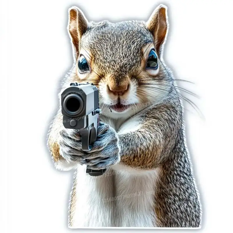 

Белка с пистолетом, уличная наклейка для автомобиля, виниловая наклейка, водостойкая наклейка на заднее окно, кемпер, бампер, украшение для ноутбука, SH613