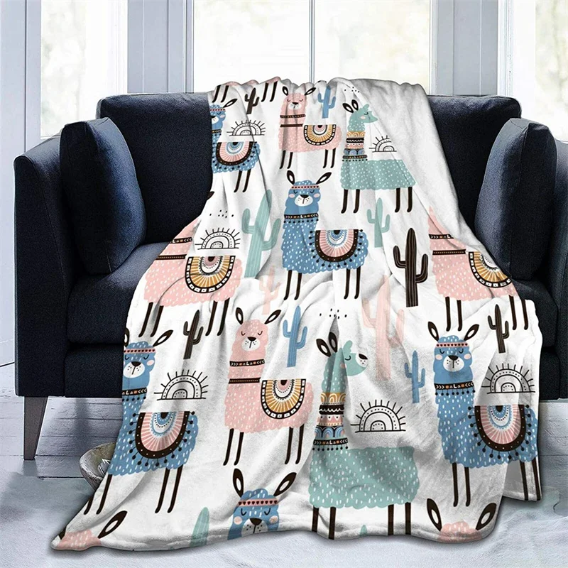 

Funny Kids Llama Cactus Navajo Cubre Throw Blanket 3D Print Sherpa Super Comfortable Nordic Manta Sonic