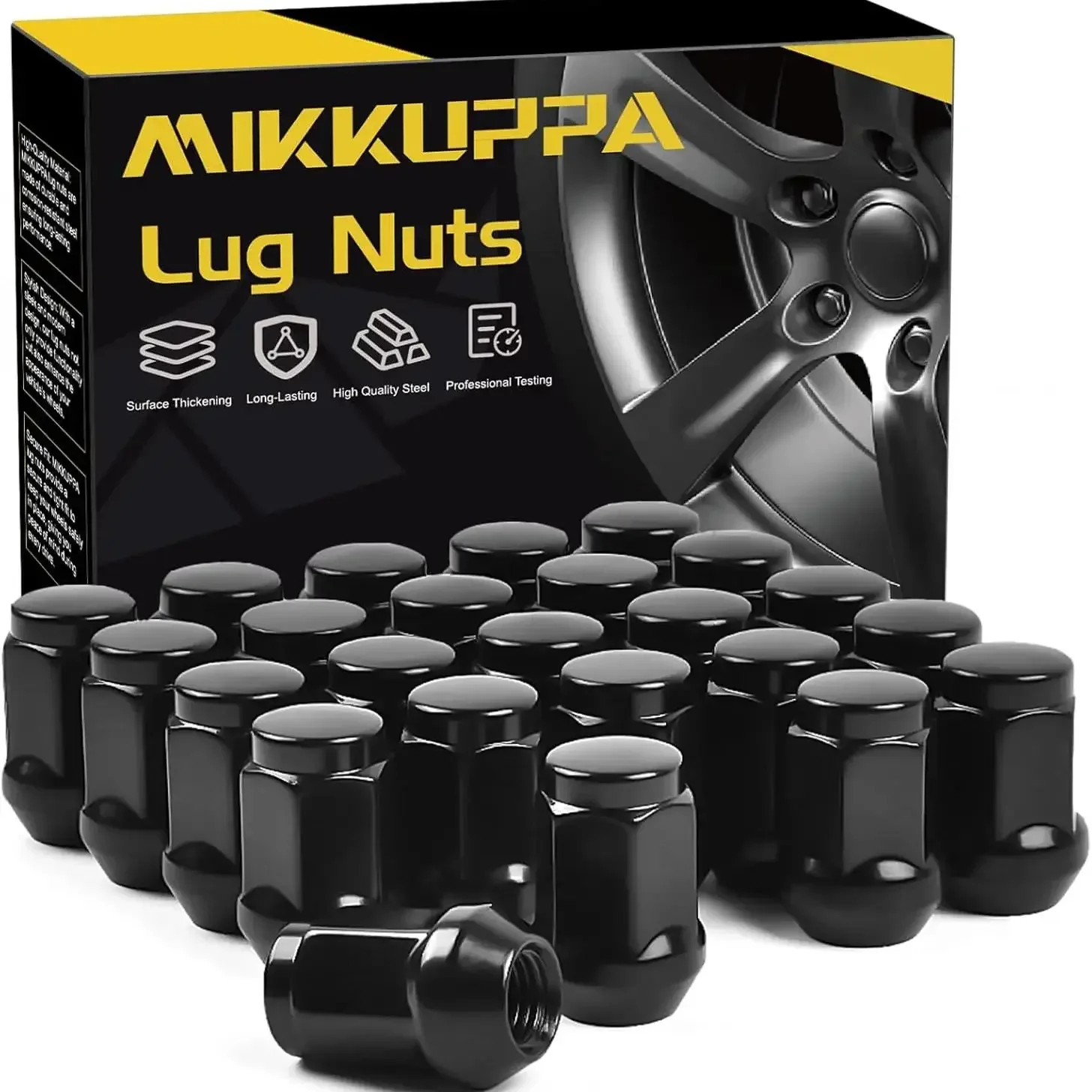 

MIKKUPPA 24 шт. M14x1,5 гайки с проушинами, черные колесные гайки, комплект замены для Chevrolet Silverado 1500, GMC Sierra, Ford, SUV и пикапа