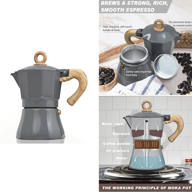 

Portable Espresso Coffee Pot Kettle Household Kitchen Aluminum Pot Filter Pot Moka Pot Set Coffee Utensils