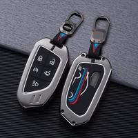 zinc alloy car remote key case cover shell fob for cadillac ct4 ct5 ct4 v c8 corvette 2020 2021 escalade keychain protect set