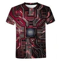 mens casual t shirts 3d digital printing electronic circuit board short sleeve shirts fashion street oversized tops