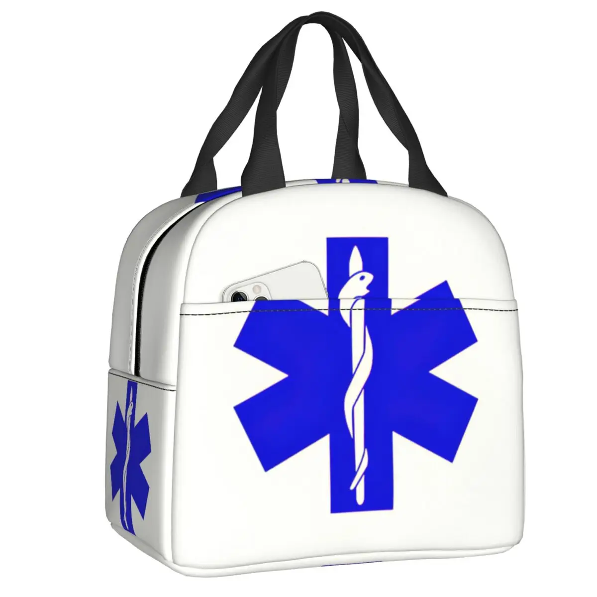

EMT Star Of Life Insulated Lunch Bag for Women Medics Paramedic Ambulance Thermal Cooler Bento Box Kids School Children