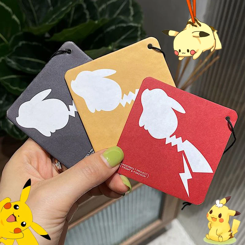 

Kawaii Pokemon Pikachu Car Air Freshener Charmander Snorlax Cartoon Rearview Mirror Pendant Fragrance Solid Paper CarAccessories