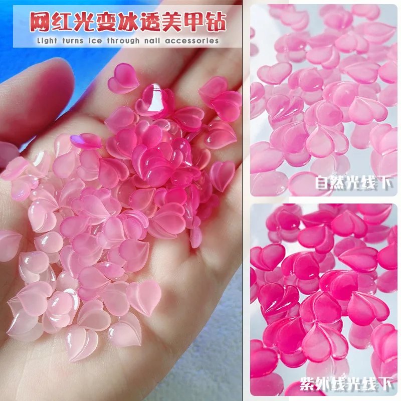 

50pcs Peach heart Lovely stereo Flatback Pearl Beads ABS Resin Half Round Pearls For Nail Art DIY Nails Rhinestones Crystal