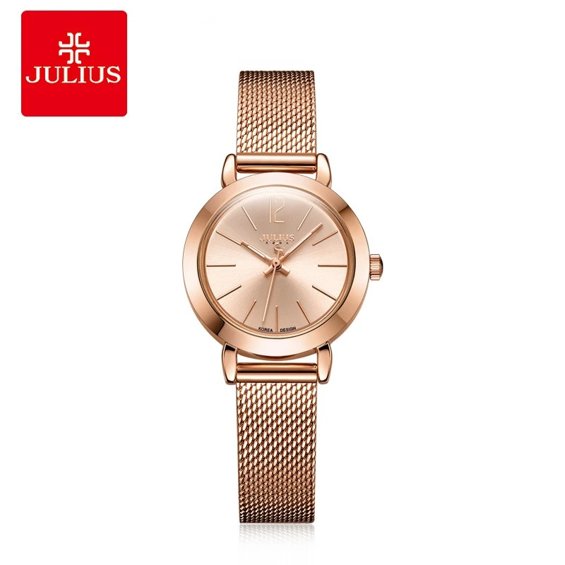 Fresh and Simple Women's Quartz Watch with Small Dial Pink Dial Wrist Watch Clock Relogio Feminino Luxury Steel Band Wrist Watch