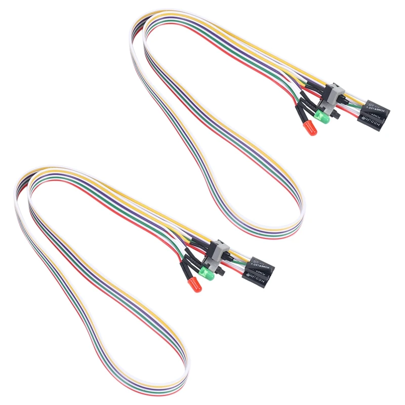 

2X PC Case Red Green LED Lamp ATX Power Supply Reset HDD Switch Lead 20 Inch