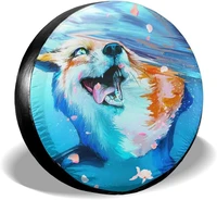 fall decor diving fox tongue protruding water spare tire covers cute car accessories for women rv tire covers for trailers jeep