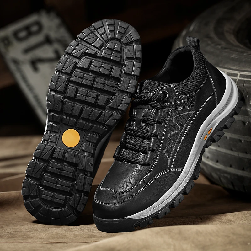 

SOLI2 Fashion Durable Male shoes Genuine Leather Zapatos Men Leather Hiking Shoes Mens Casual Sports Shoes S14360-S14370