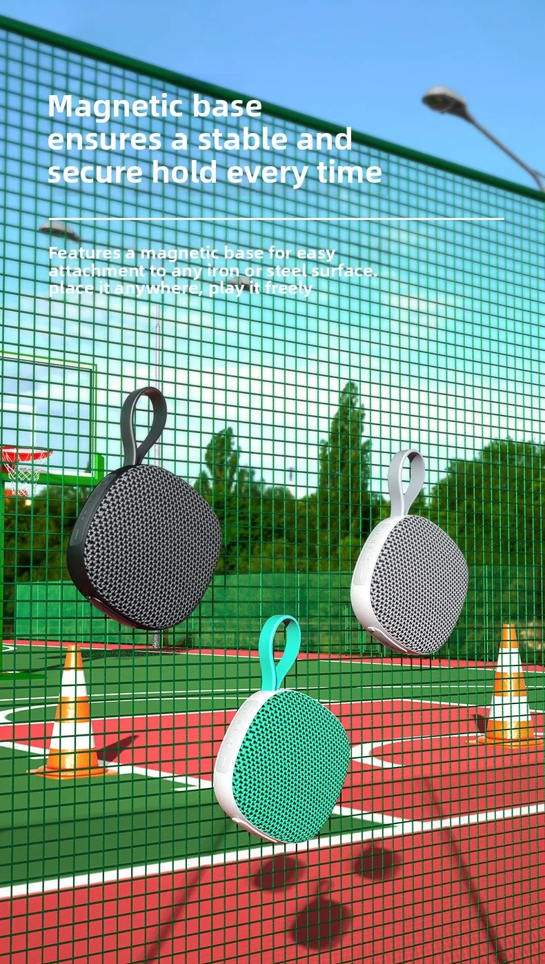 Портативная мини-колонка VYOPBC с Bluetooth, водонепроницаемая, с тканевой обшивкой, поддержкой TF-карт, магнитная, для использования на улице. (art.: 3920dcddc6eac) - 3920dcddc6eac
