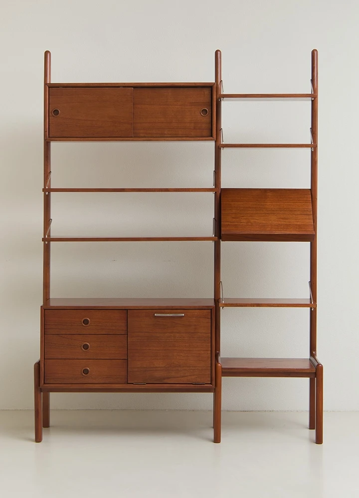 Скандинавский Ретро полностью деревянный напольный стоячий книжный стеллаж