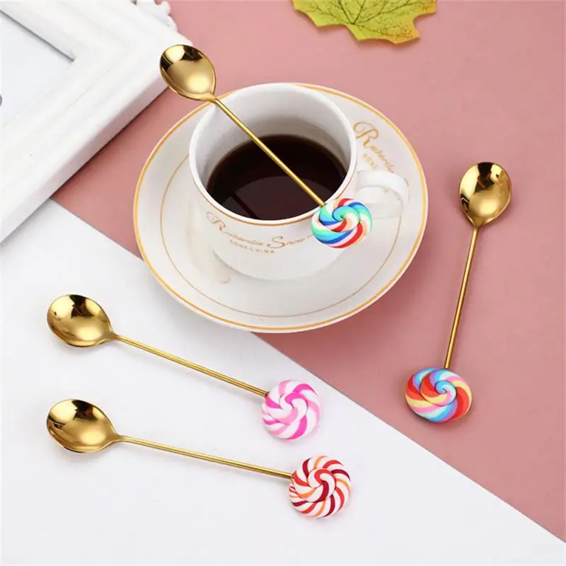 1 шт. милый пончик из нержавеющей стали десертная ложка вилка кофе мороженое