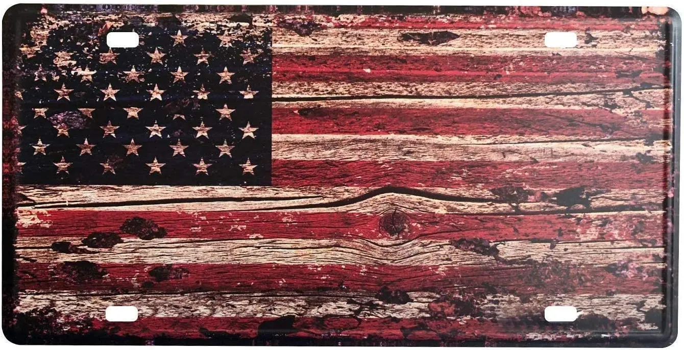 

Fashionable American Flag Retro Auto License Plate, Vintage Embossed Tag for Car Home Pub Bar Wall Decor Metal tin Sign 6x12inch