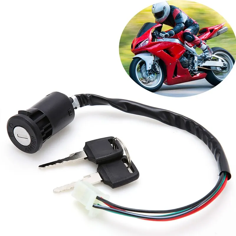 

1set Universal Ignition Key Switch Lock 4 Wires For Motorcycle Motor Scooters Motorcycle