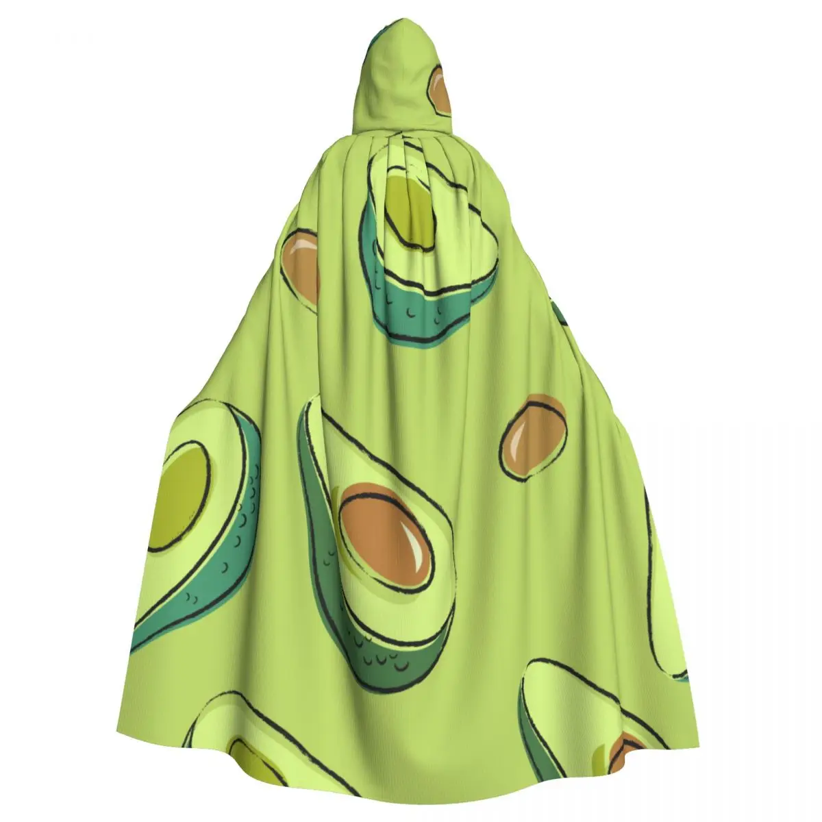 

Adult Cloak Cape Hooded Avocado With Bone Medieval Costume Witch Wicca Vampire Elf Purim Carnival Party