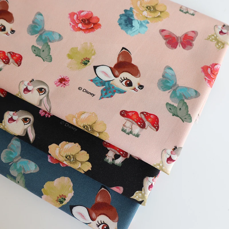 

Корейский Disney, Бэмби, цветочный принт, 100 хлопчатобумажная ткань для детей, одежда, домашний текстиль, чехол, шитье, рукоделие, материал, ткан...
