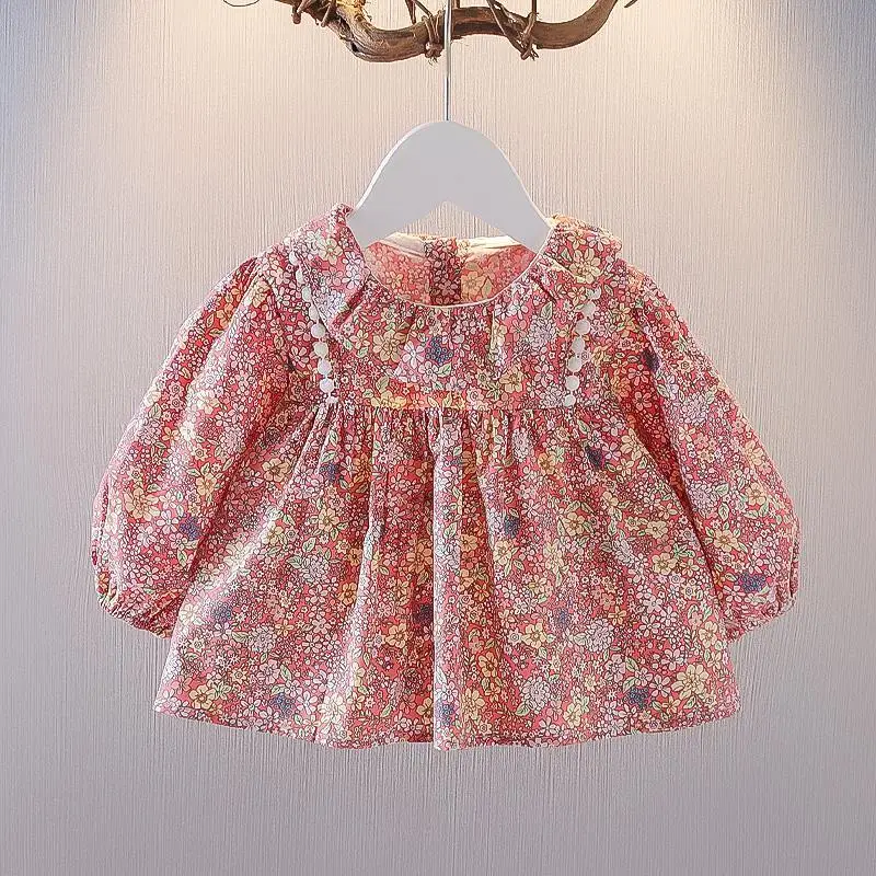 

2022 Spring New Girls T-shirt Top Floral Shirt Bottoming Shirt Princess Skirt Korean Version Baby Clothes Luxur Ysimple Style