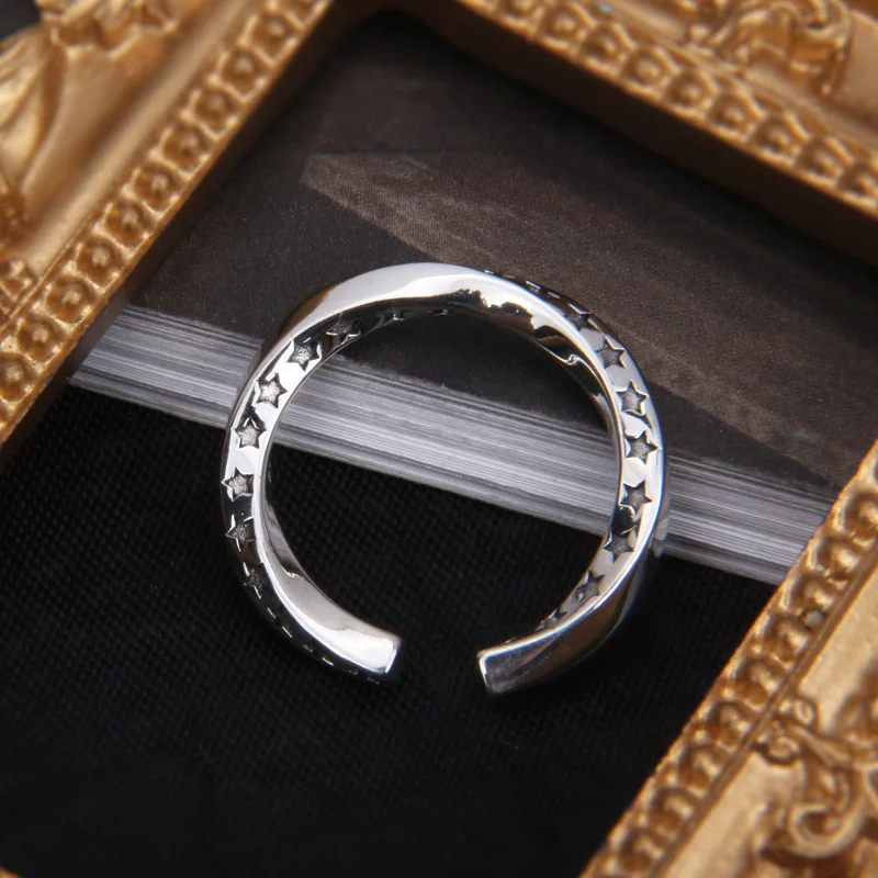 Мужское и женское кольцо с пятиконечной звездой BOCAI Открытое в стиле хип-хоп панк