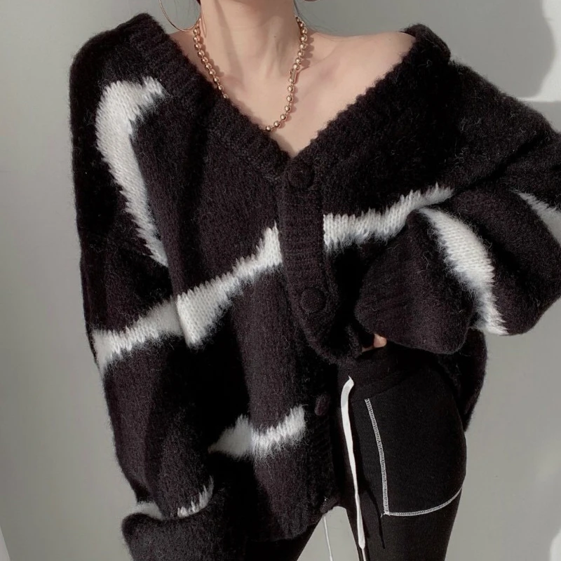 

Женский вязаный свитер в стиле Харадзюку, милый кардиган в стиле Харадзюку, винтажный свитер, модные вязаные крючком топы, Осень-зима 23937