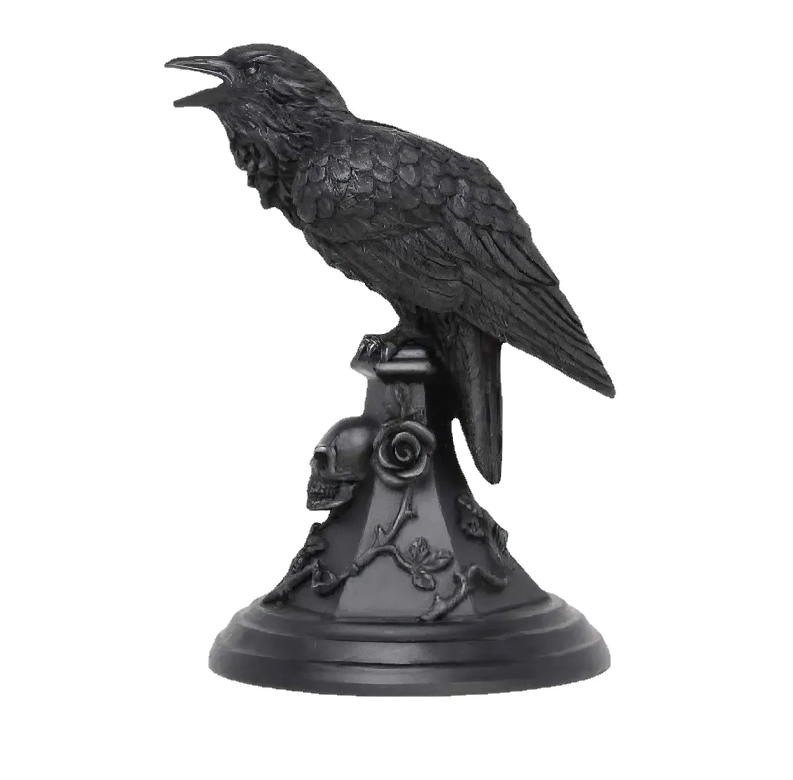 Retro Gothic Black Crow Candle Holder Halloween Statue Owl Home Decor Resin Sculpture Craft Ornament images - 6