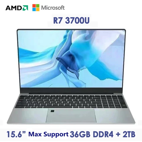 Ноутбук AMD Ryzen 7 3700U, игровой компьютер, ноутбук с максимальной ОЗУ 36 Гб, максимальной встроенной внутренней памяти, SSD 15,6 дюйма, Windows 10, 11, Wi-Fi, BT
