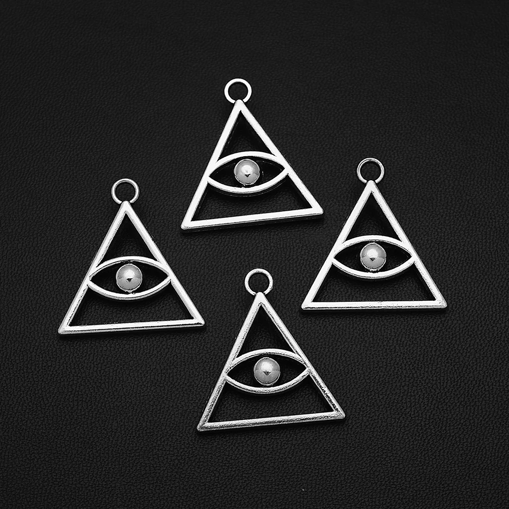 

5pcs/Lots 26x29mm Antique Silver Plated Evil Eye Of Horus Charm Deathly Hallows Pendant For Diy Vintage Keychain Jewelry Parts