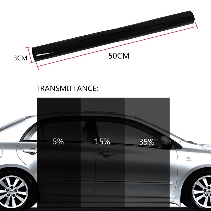 

50Cm X Window Tint Film Tinting Roll Kit VLT Black UV-Proof Scratch Resistant For Auto Car House Commercial