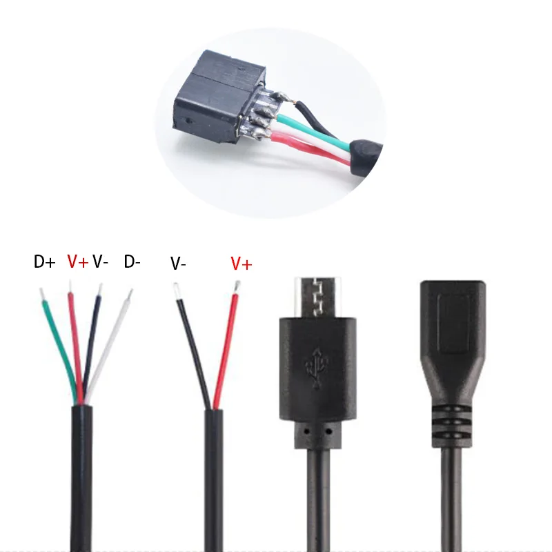 

Микро-USB 2,0 гнездовой разъем для интерфейса Android 4-контактный 2-контактный Штекерный гнездовой кабель питания для передачи данных Шнур соедин...