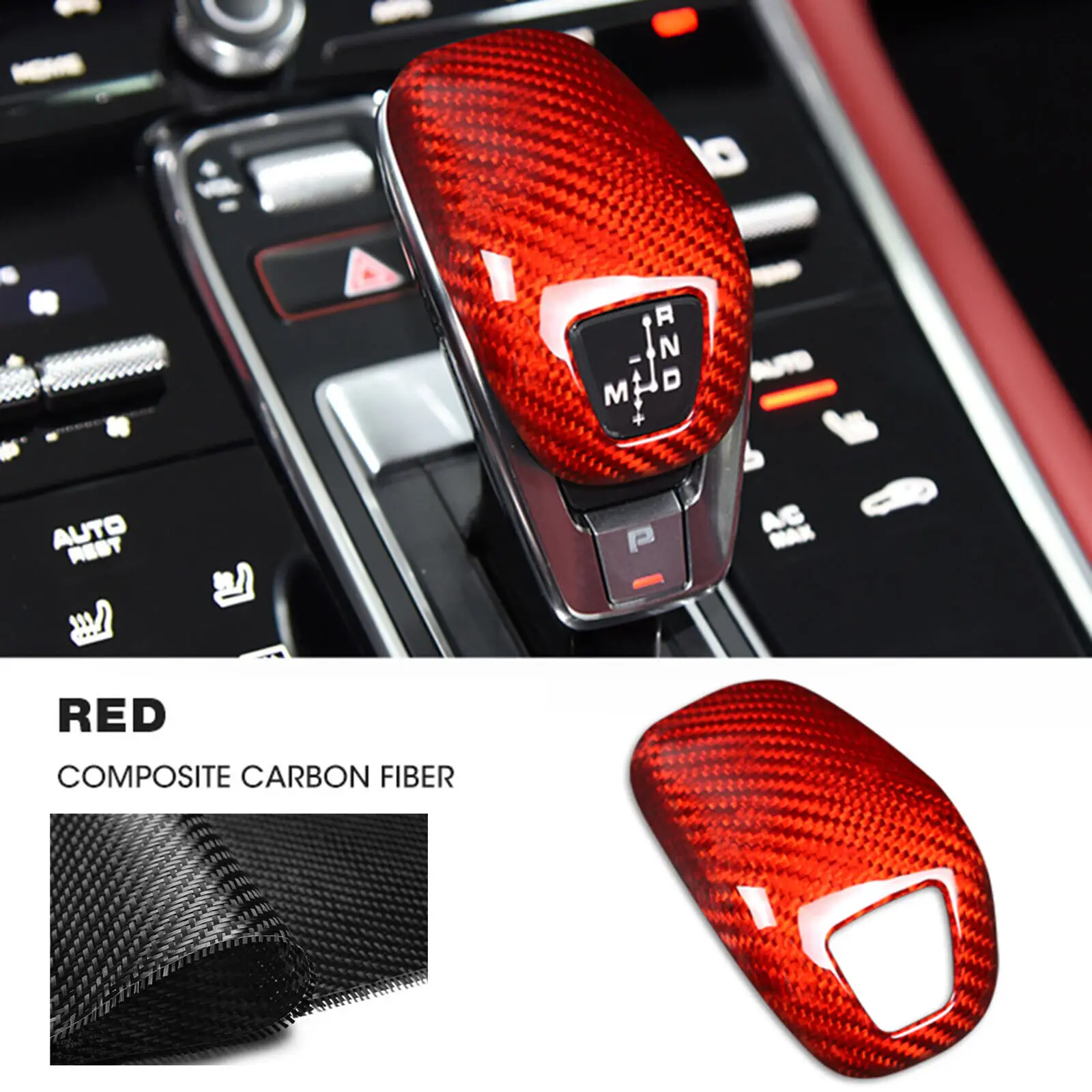 

Gear Shift Knob Cover Trim Fit Porsche Panamera 971 Chassis G2 2017-2020 Red Interior Accessories