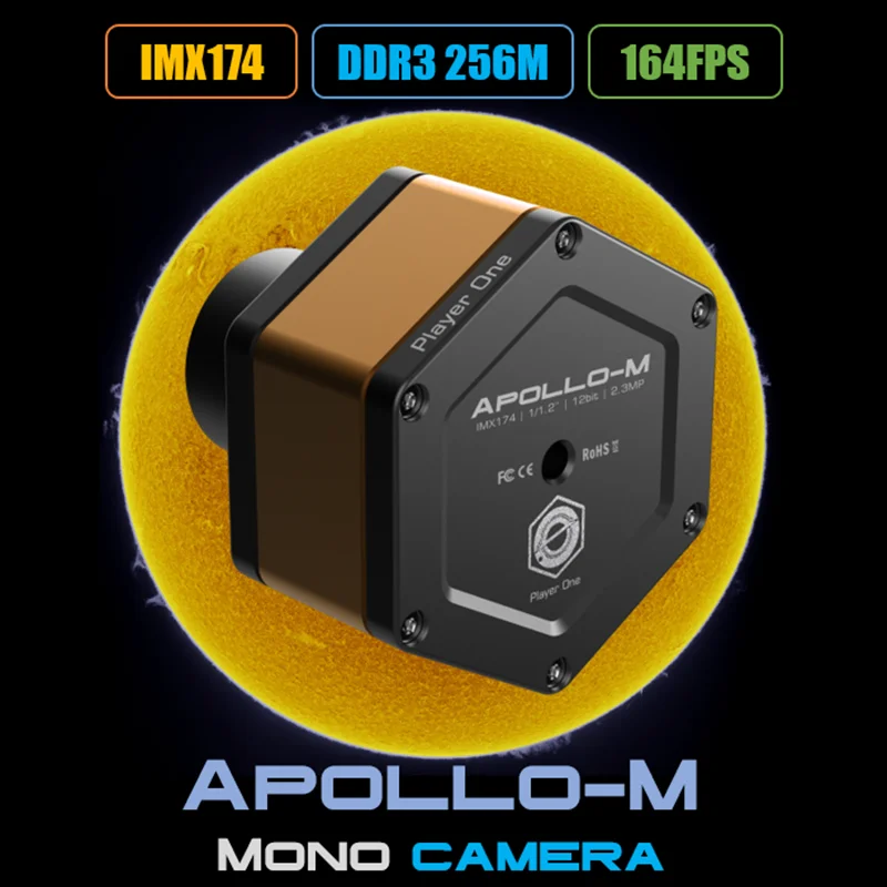 Player One Apollo-M Sun Camera IMX174 High Frame Rate B&W Astronomy