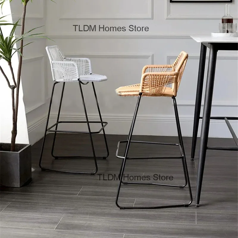Скандинавские барные стулья креативный барный стул из ротанга кресло со спинкой