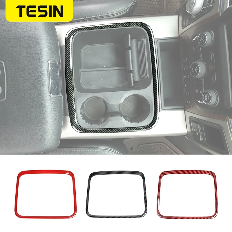 

TESIN Car Central Storage Box Compartment Decoration Cover Trim Stickers for Dodge RAM 2010-2017 ABS Car Interior Accessories