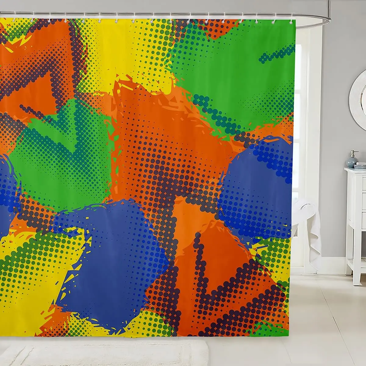 

Curtain Geometric Abstract Triangle Shower Curtain,Gradient 3D Golden Diamond Bathroom Geometry Graphic Waterproof Bath Curtain