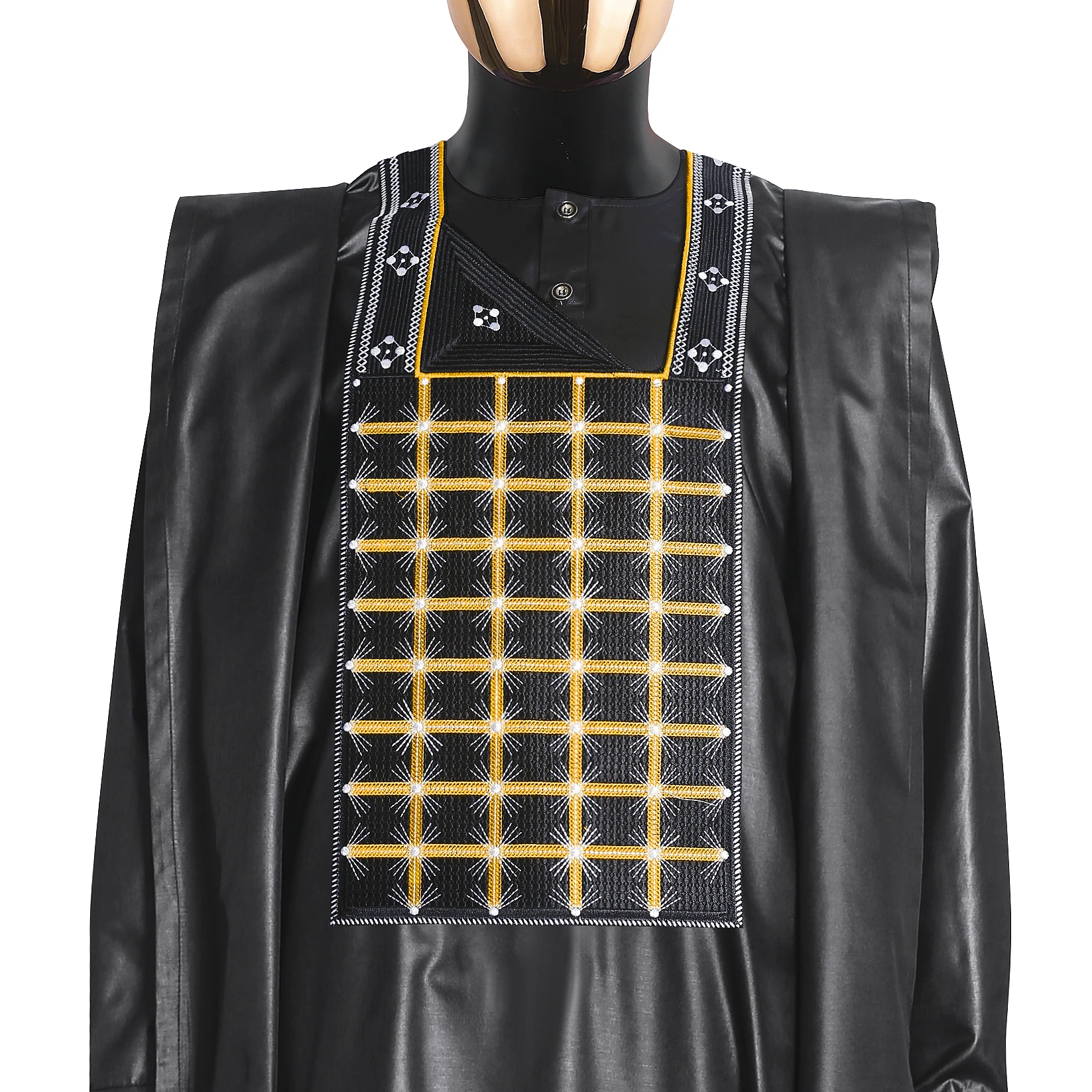 H&D Африканская Одежда для Мужчин Комплект из 3 предметов: рубашка с традиционной вышивкой, брюки, Базин Риш Оригинал на свадебную вечеринку.