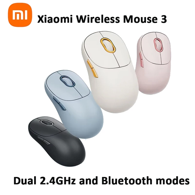 Фото Беспроводная мышь Xiaomi 3, 1200 точек на дюйм, эргономичная двухрежимная Bluetooth-мышь 2,4 ГГц для компьютера, ноутбука, мягкая игровая мышь с клавишами №1