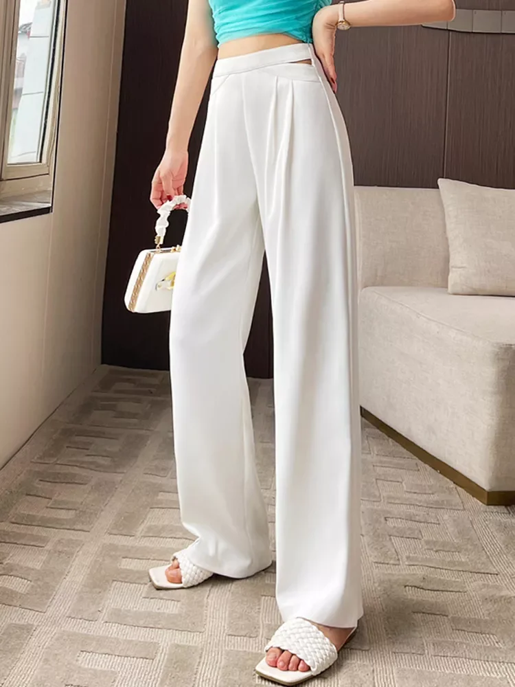 

2022NEW Chic Office Wear Straight Pants Vintage Ladies Classic Suit Baggy Korean 2022 Spring/Summer Female High Wasit Trousers