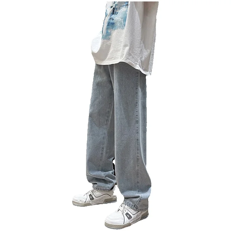 Summer Blue Baggy Jeans Men Fashion Harajuku Casual Straight Jeans Men Streetwear Hip Hop Loose Denim Pants Mens Trousers M-2XL